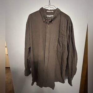 Geoffrey Beene Brown Corduroy Cotton Casual Button-Down Shirt